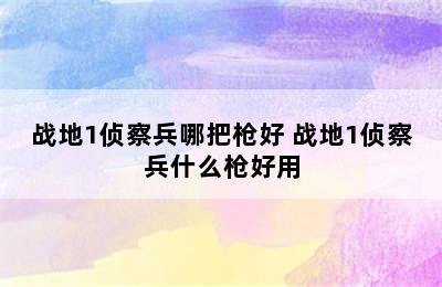 战地1侦察兵哪把枪好 战地1侦察兵什么枪好用